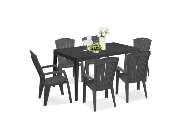 Girorini 6+1 kerti bútor garnitúra szett grafit