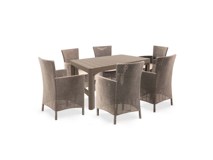 Liowa 6+1 kerti bútor garnitúra szett cappuccino színben