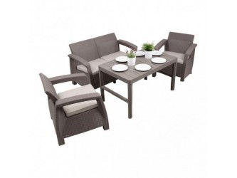 Corfu Lyon 4+1 kerti bútor garnitúra szett cappuccino színben