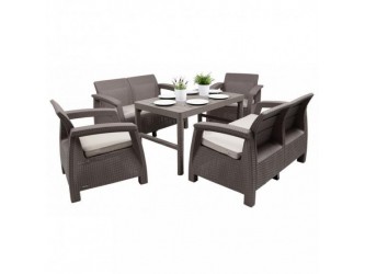 Corfu Large Lyon 6+1 kerti bútor garnitúra szett cappuccino színben