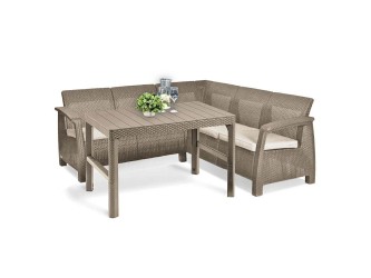 Corfu relax sarokgarnitúra lyon asztallal cappuccino