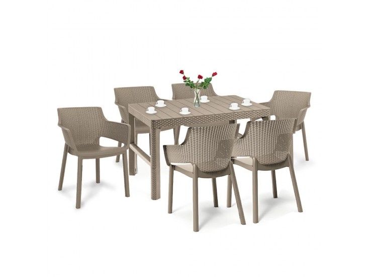 Evyon 6+1 kerti bútor garnitúra szett cappuccino