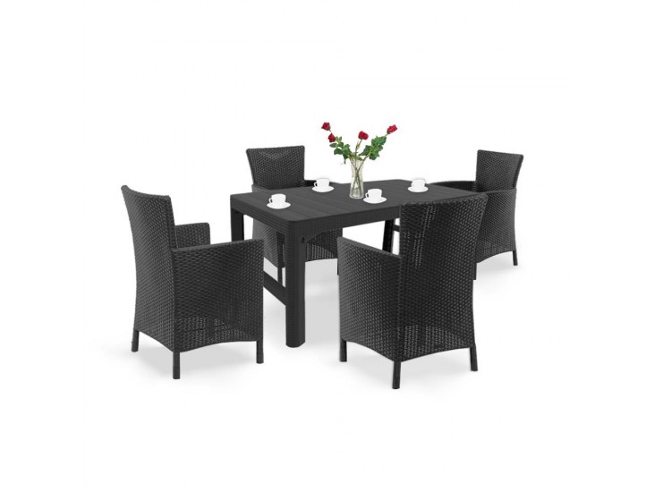 Liowa 4+1 kerti bútor garnitúra szett grafit színben