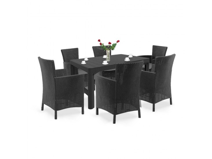 Liowa 6+1 kerti bútor garnitúra szett grafit színben