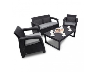 Corfu Lyon II Duo 4+1 kerti bútor garnitúra szett grafit színben