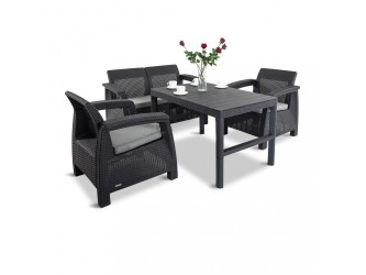 Corfu Lyon Duo 4+1 kerti bútor garnitúra szett grafit színben