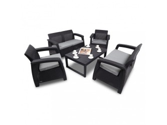 Corfu Large II Lyon 6+1 kerti bútor garnitúra szett grafit színben