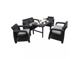 Corfu Large Lyon 6+1 kerti bútor garnitúra szett grafit színben