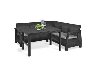 Corfu relax sarokgarnitúra lyon asztallal grafit