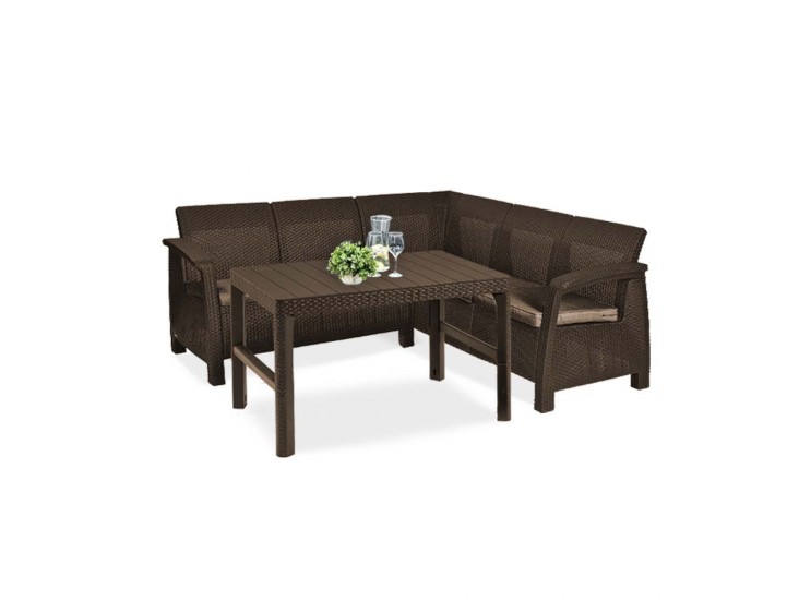 Corfu relax small sarokgarnitúra lyon asztallal barna