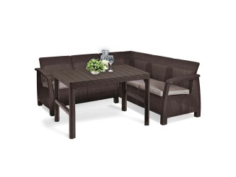 Corfu relax sarokgarnitúra lyon asztallal barna