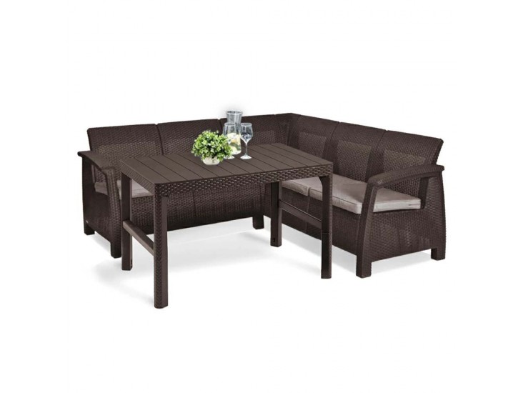 Corfu relax sarokgarnitúra lyon asztallal barna