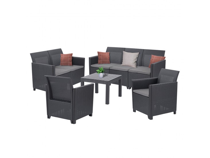 Claire VI 7 személyes kerti bútor garnitúra orlando asztallal grafit