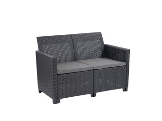 Claire 2 üléses műrattan kerti kanapé grafit