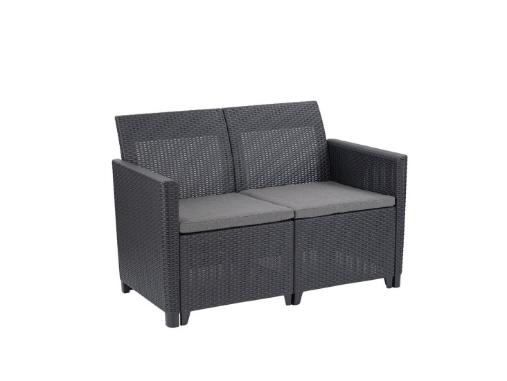 Claire 2 üléses műrattan kerti kanapé grafit