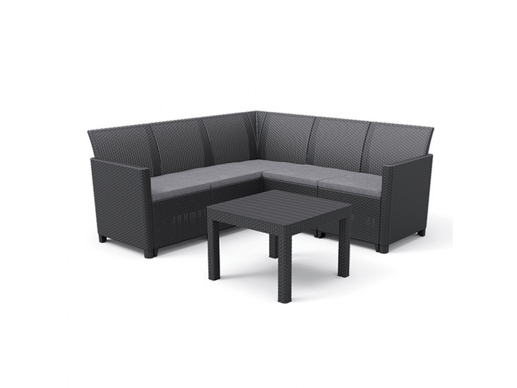 Claire 5 személyes kerti sarokgarnitúra orlando asztallal grafit