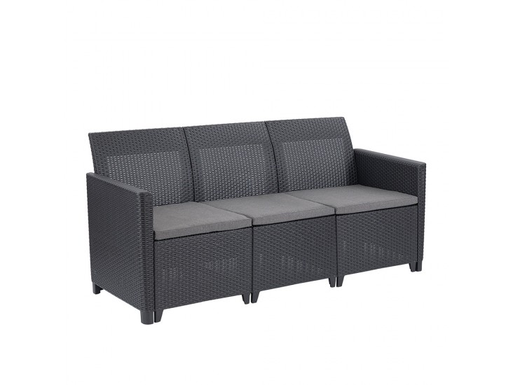 Claire 3 üléses műrattan kerti kanapé grafit