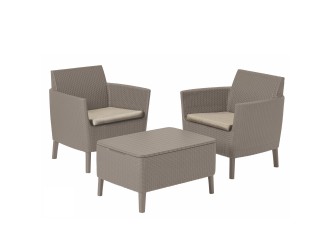 Salemo balcony kerti bútor szett 2 fotel kis asztallal - cappuccino/homok