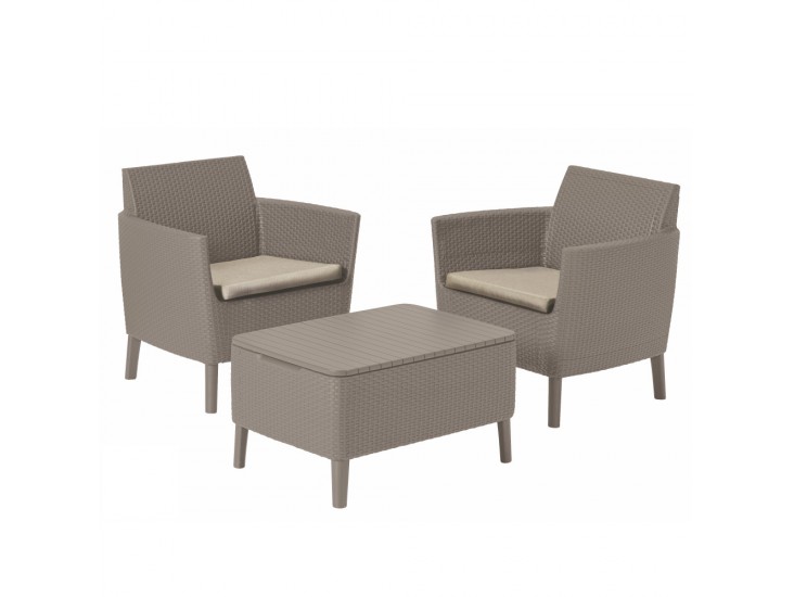 Salemo balcony kerti bútor szett 2 fotel kis asztallal - cappuccino/homok