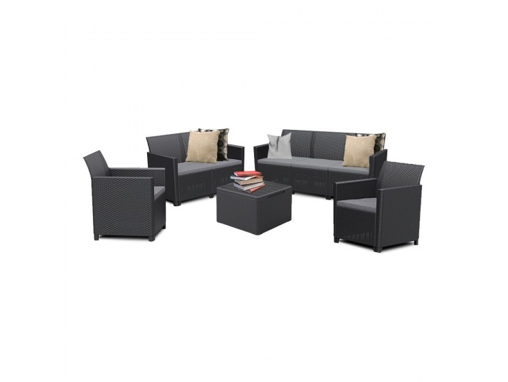 Claire 7 személyes kerti bútor garnitúra grafit