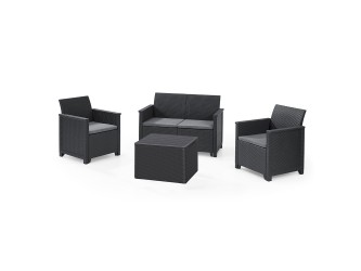 Elodie kerti bútor szett párnatartós asztallal grafit