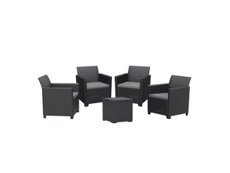 Claire V 4 személyes kerti bútor garnitúra vigo tárolós asztallal grafit