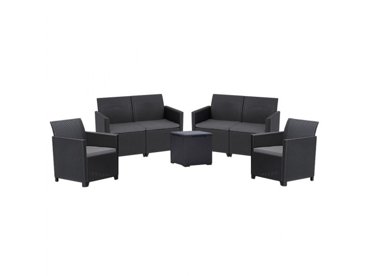 Claire IV 6 személyes kerti bútor garnitúra vigo tárolós asztallal grafit