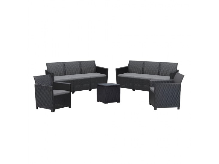 Claire IV 8 személyes kerti bútor garnitúra vigo tárolós asztallal grafit