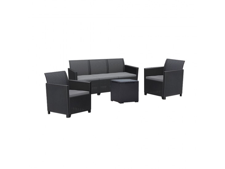 Claire IV 5 személyes kerti bútor garnitúra vigo tárolós asztallal grafit