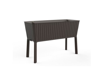 Splendor megemelt műanyag kerti virágláda 120l fonott rattan whiskey barna