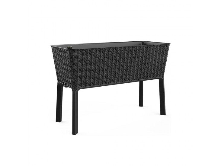 Splendor megemelt műanyag kerti virágláda 120l fonott rattan antracit