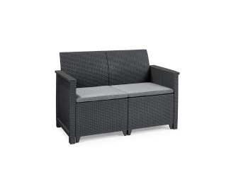 Elodie 2 személyes műrattan kerti kanapé grafit