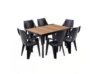 Parker 6+1 kerti bútor garnitúra szett kőris-grafit