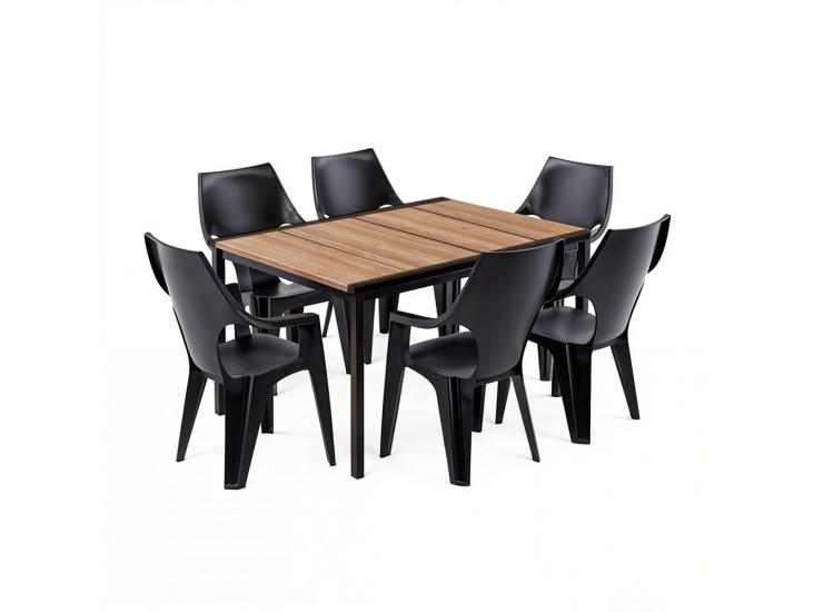 Parker 6+1 kerti bútor garnitúra szett kőris-grafit