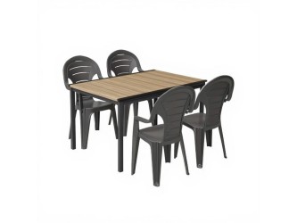 Lagos 4+1 kerti bútor garnitúra szett kőris-grafit