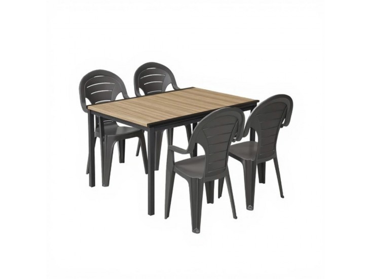 Lagos 4+1 kerti bútor garnitúra szett kőris-grafit