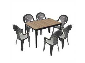 Lagos 6+1 kerti bútor garnitúra szett kőris-grafit