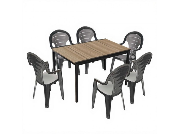 Lagos 6+1 kerti bútor garnitúra szett kőris-grafit