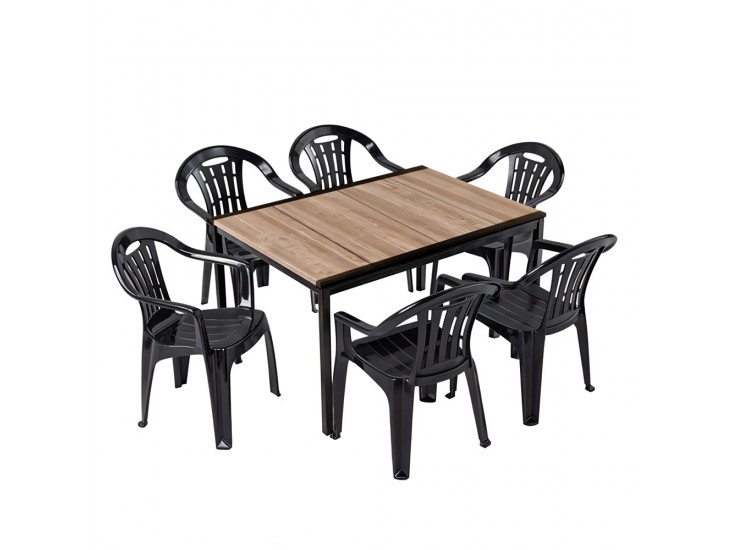 Rowen 6+1 kerti bútor garnitúra szett kőris-grafit