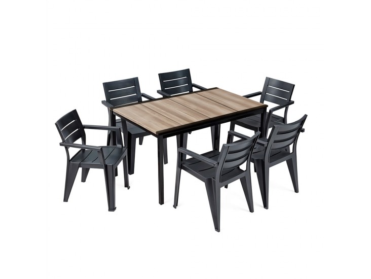 Amari 6+1 kerti bútor garnitúra szett kőris-grafit