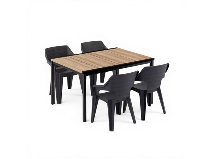 Ravello 4+1 kerti bútor garnitúra szett kőris-fekete