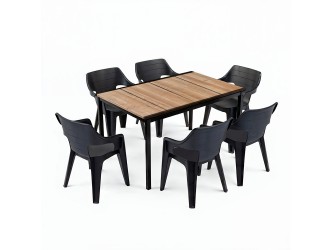 Ravello 6+1 kerti bútor garnitúra szett kőris-fekete