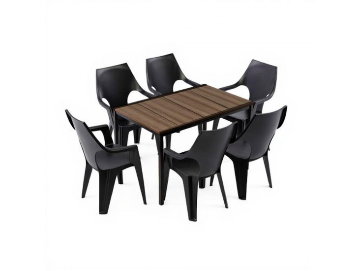 Parker 6+1 kerti bútor garnitúra szett dió-grafit