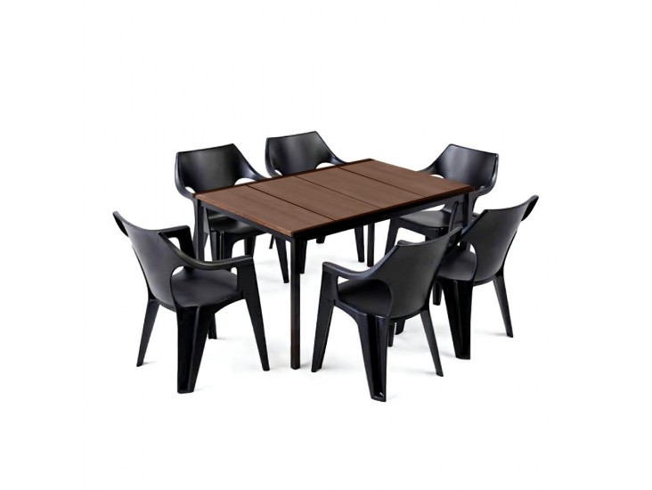 Carter 6+1 kerti bútor garnitúra szett dió-grafit