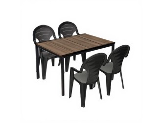 Lagos 4+1 kerti bútor garnitúra szett dió-grafit