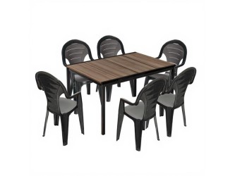 Lagos 6+1 kerti bútor garnitúra szett dió-grafit