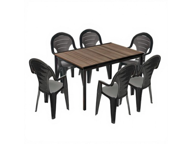 Lagos 6+1 kerti bútor garnitúra szett dió-grafit