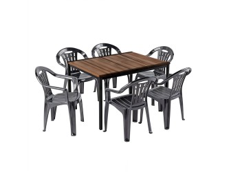 Rowen 6+1 kerti bútor garnitúra szett dió-grafit