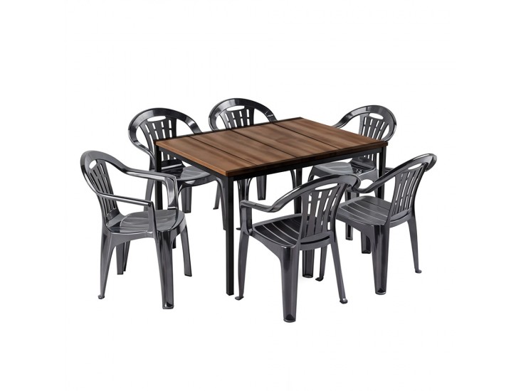 Rowen 6+1 kerti bútor garnitúra szett dió-grafit