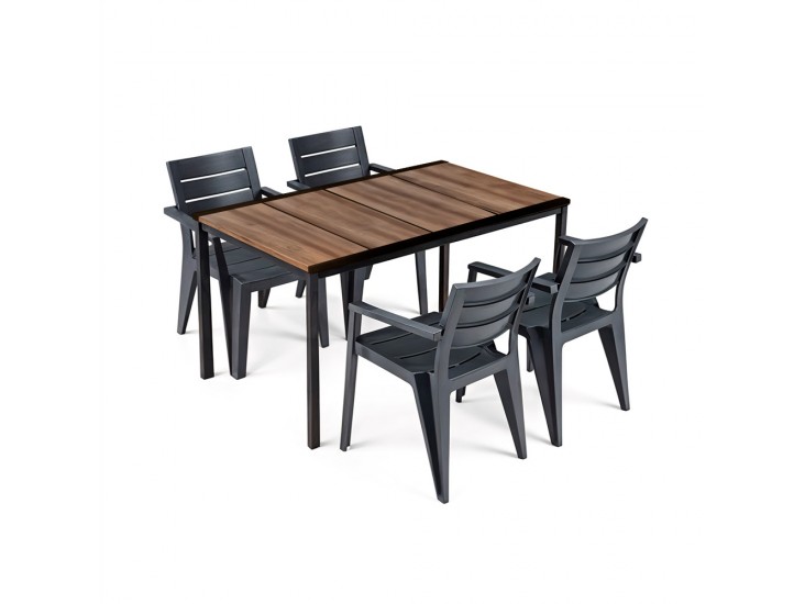 Amari 4+1 kerti bútor garnitúra szett dió-grafit